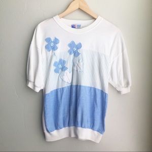 80s Vintage Patchwork Patterned Flower Top